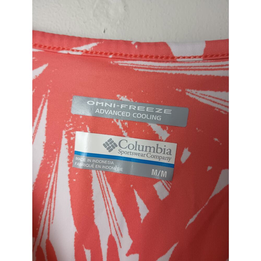 Columbia Omni Freeze Cooling Dress Sleeveless Leaf Print Pink Mini Medium - Picture 3 of 6
